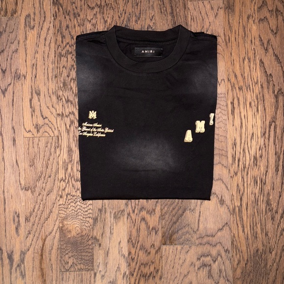 AMIRI Black and Cream Short Sleeve Tee